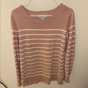 Liz Claiborne Blush and Cream Striped Sweater